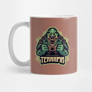 Monstrous Terrapin Green Retro Comic Vintage Cartoon Mug